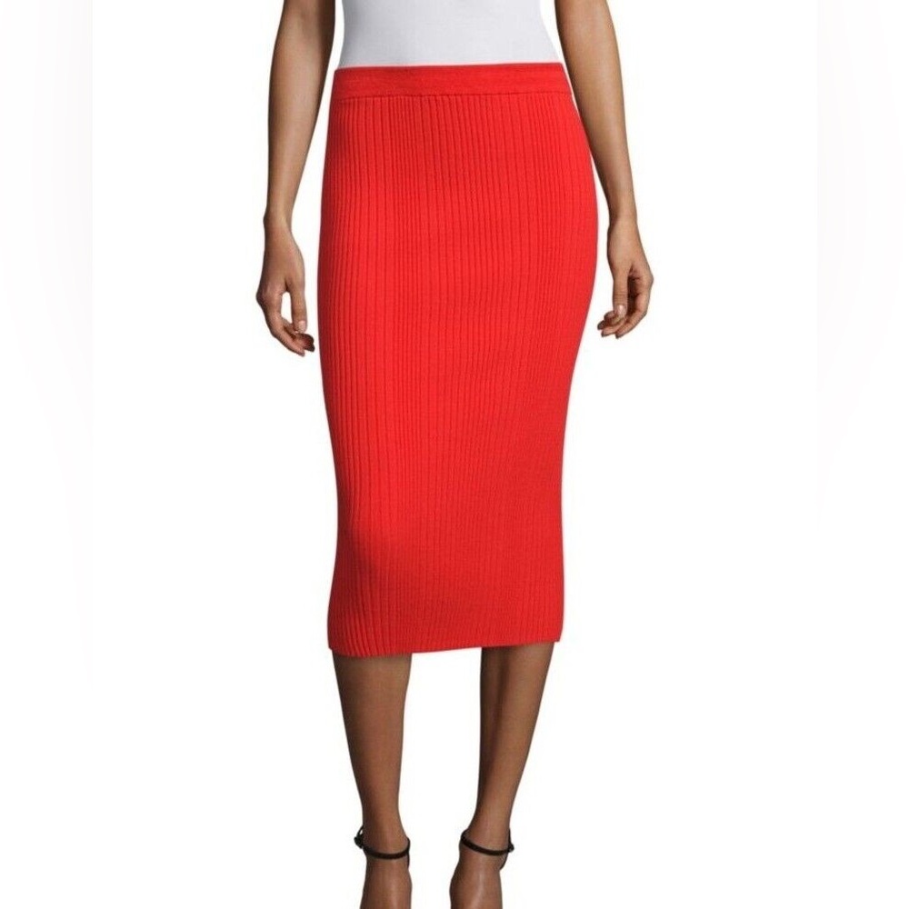 BLACK Rebecca Taylor Ribbed Pencil Skirt Midi Small